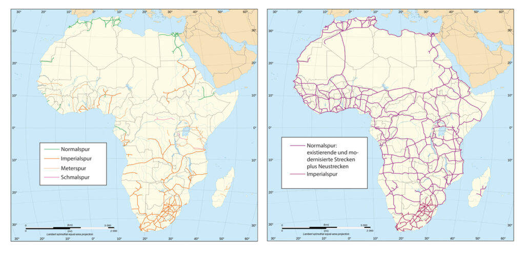 Afrikas Eisenbahnnetz + Projektion