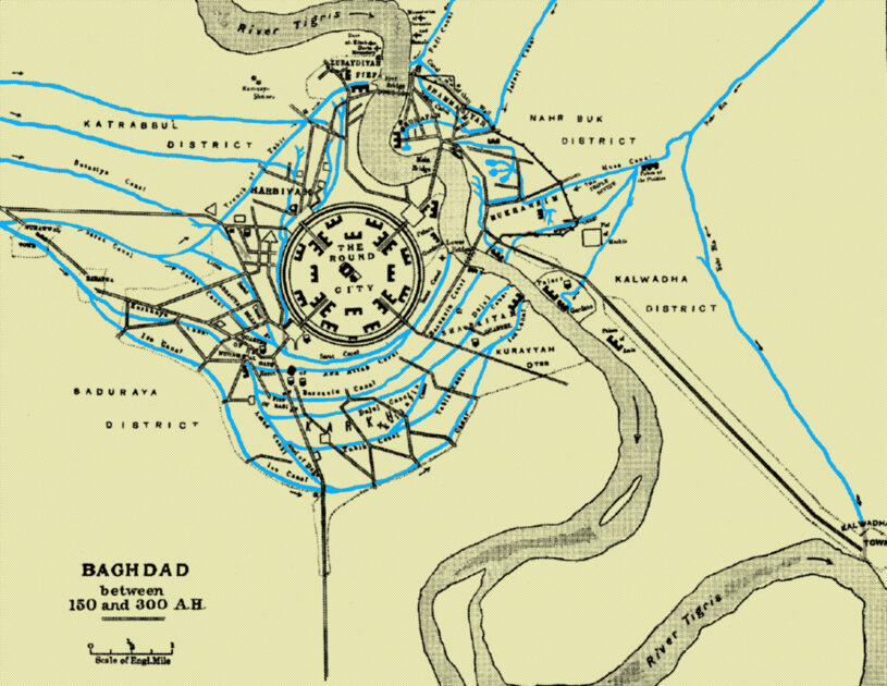 Die Stadt Bagdad und ihre Kanäle zwischen 767 und 912 nach Christus.